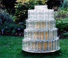 HIVE  2002   93 x 80cm   Clear and yellow glass blocks, silicone sealant & perspex base Exhibited at Chelsea Physic Garden, London
