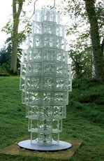 URN   2004   192 x 77 x 57cm   Glass blocks, silicone sealant & galvanized steel base Shown at Burghley Sculpture Park, Stamford, Lincolnshire