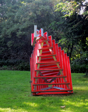 BEAST LINE  2014 160cm high x 90cm wide x 220cm long Galvanized & painted steel Exhibited at Burghley Sculpture Garden