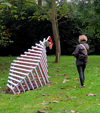BEAST LINE  2014 160cm high x 90cm wide x 220cm long Galvanized & painted steel Exhibited at Burghley Sculpture Garden