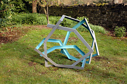 BOLT  2016 100cm high x 110cm wide x  115cm deep Painted steel Exhibited at Burghley Sculpture Garden 2016