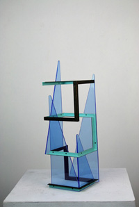 MODEL 1 2018 65cm high x 11cm wide x 11cm deep Painted steel & tinted Perspex for Chelsea Flower show sculpture