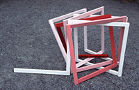 CONTINUOUS LINE - WHITE TO RED 1994  60cm high Painted wood